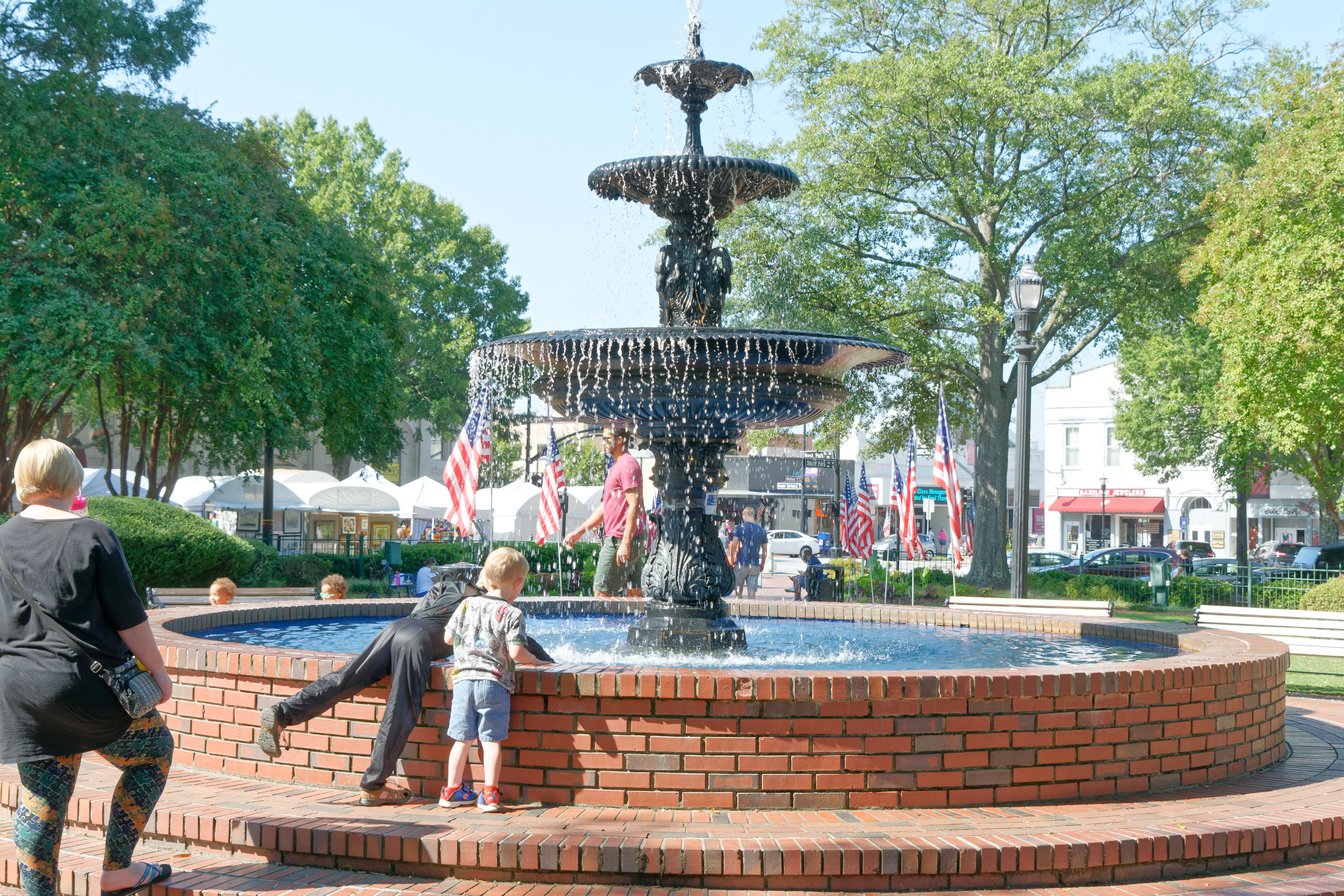 Historic Marietta Square in downtown Marietta, Georgia on a clear day